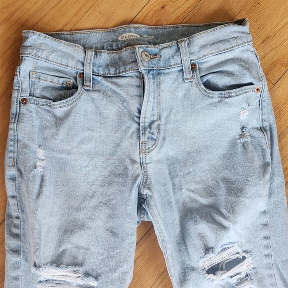 Old Navy Distressed Boyfriend Jeans Light Wash Size 0 - Picture 2 of 4